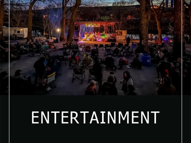 Outdoor concert at night in Medicine Park