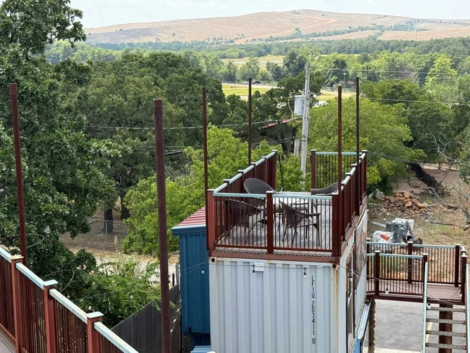 InnHabit rooftop deck with mountain view in summer