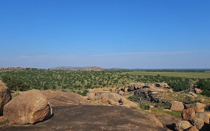 Wichita Mountains granite boulders under a clear summer sky